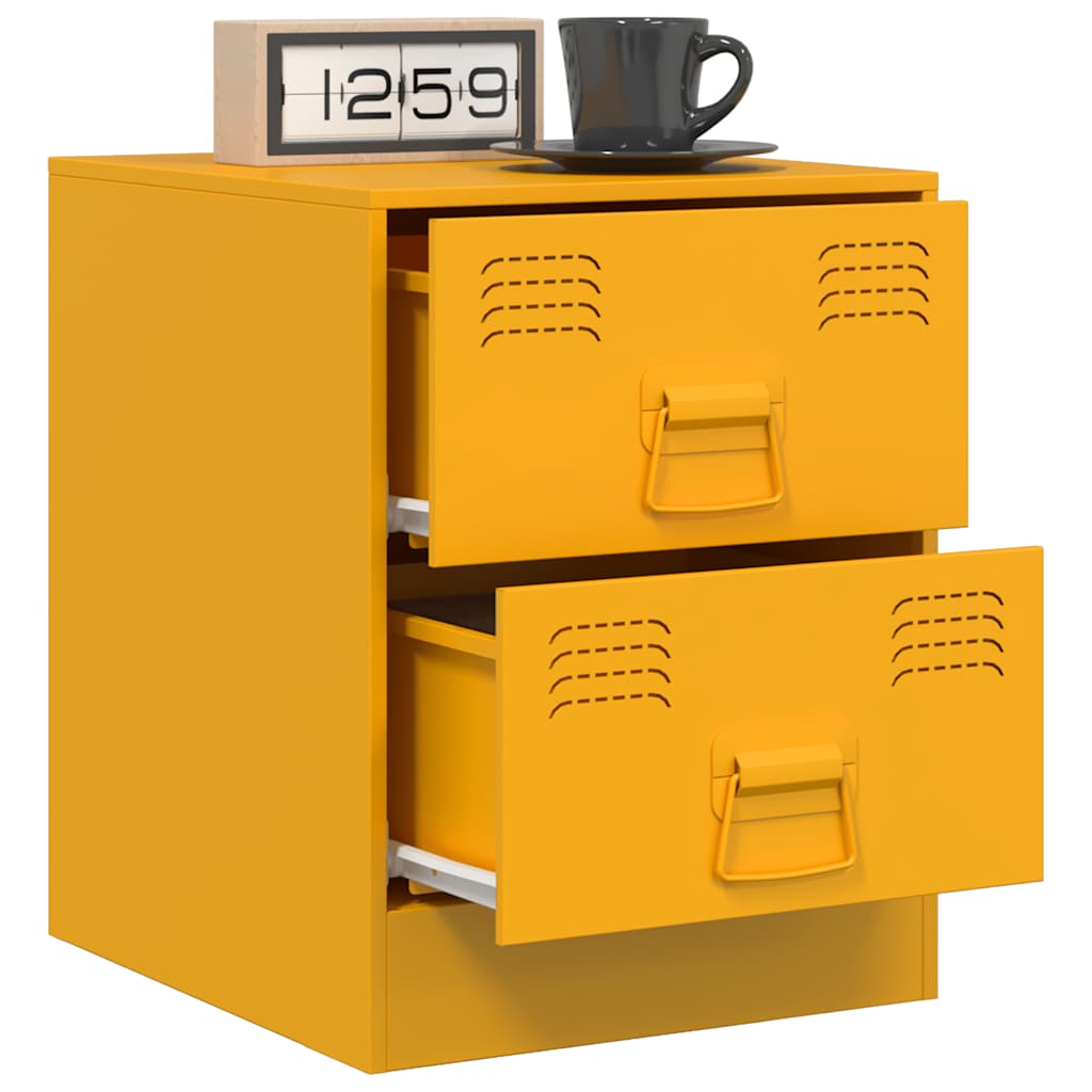 Yellow Steel Bedside Cabinets Set of 2 - 34.5x39x44 cm
