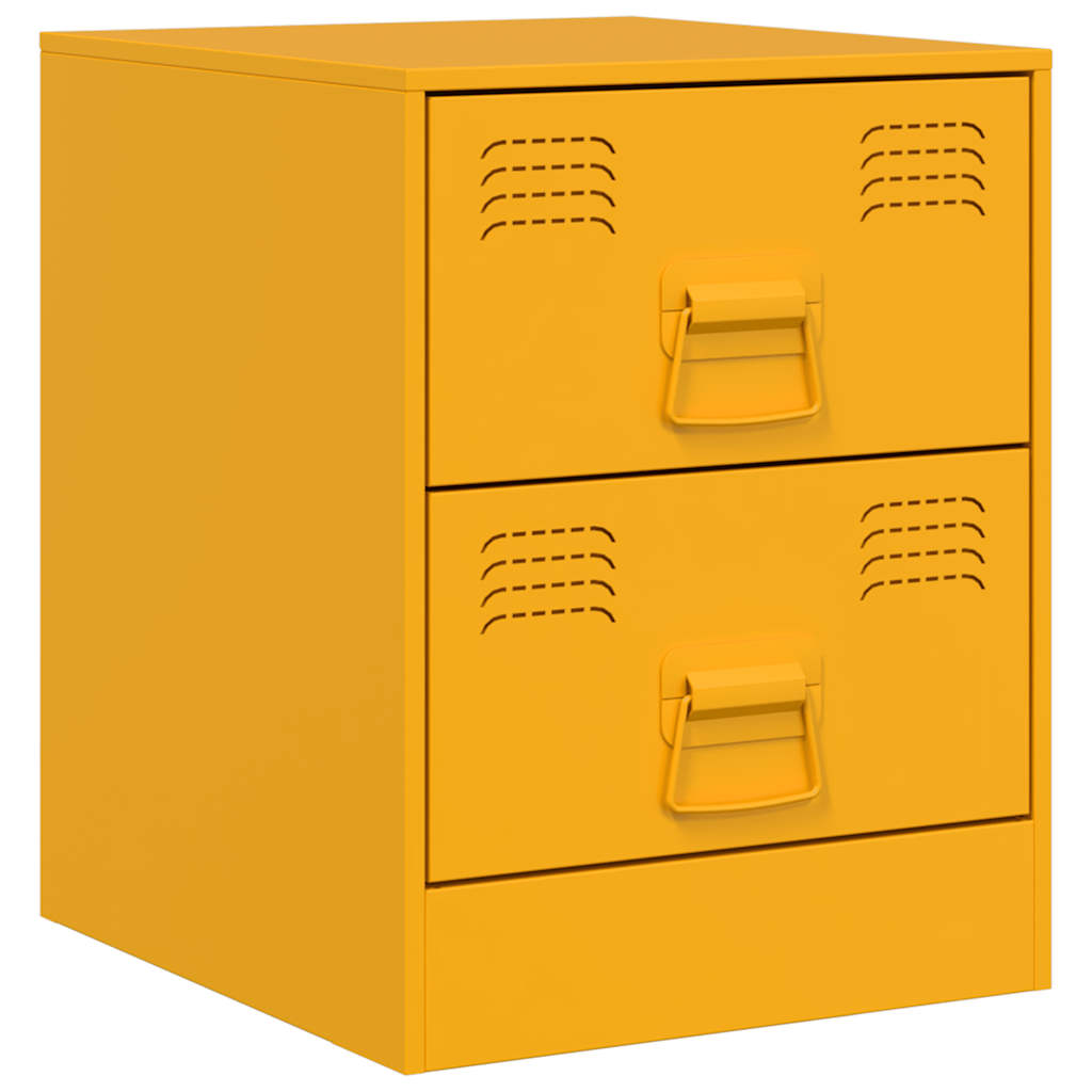 Yellow Steel Bedside Cabinets Set of 2 - 34.5x39x44 cm