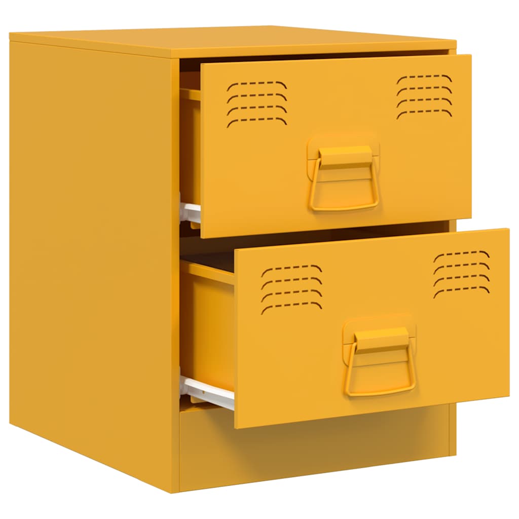 Yellow Steel Bedside Cabinets Set of 2 - 34.5x39x44 cm