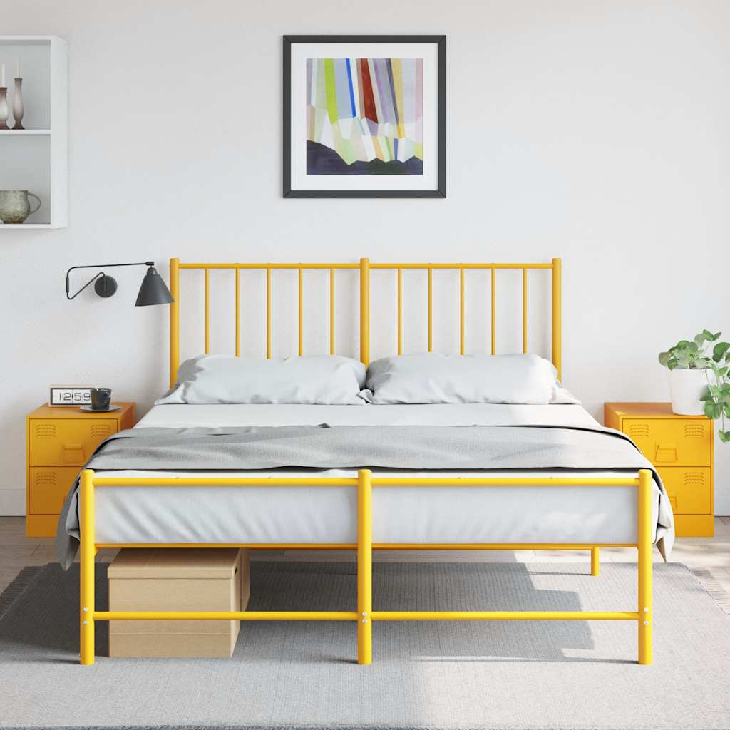 Yellow Steel Bedside Cabinets Set of 2 - 34.5x39x44 cm