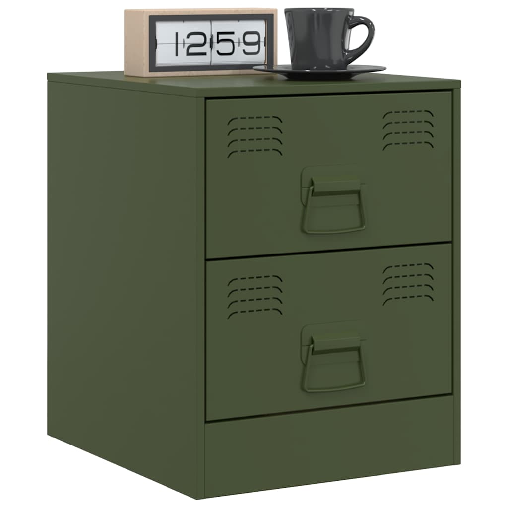 Set of 2 Green Steel Bedside Cabinets 34.5x39x44 cm