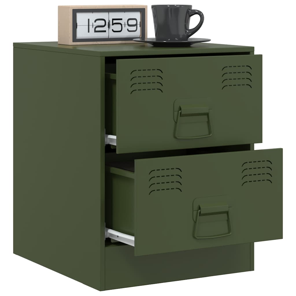 Set of 2 Green Steel Bedside Cabinets 34.5x39x44 cm