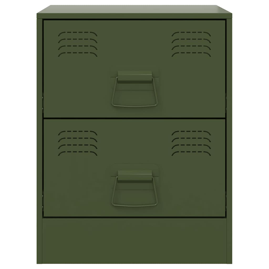 Set of 2 Green Steel Bedside Cabinets 34.5x39x44 cm