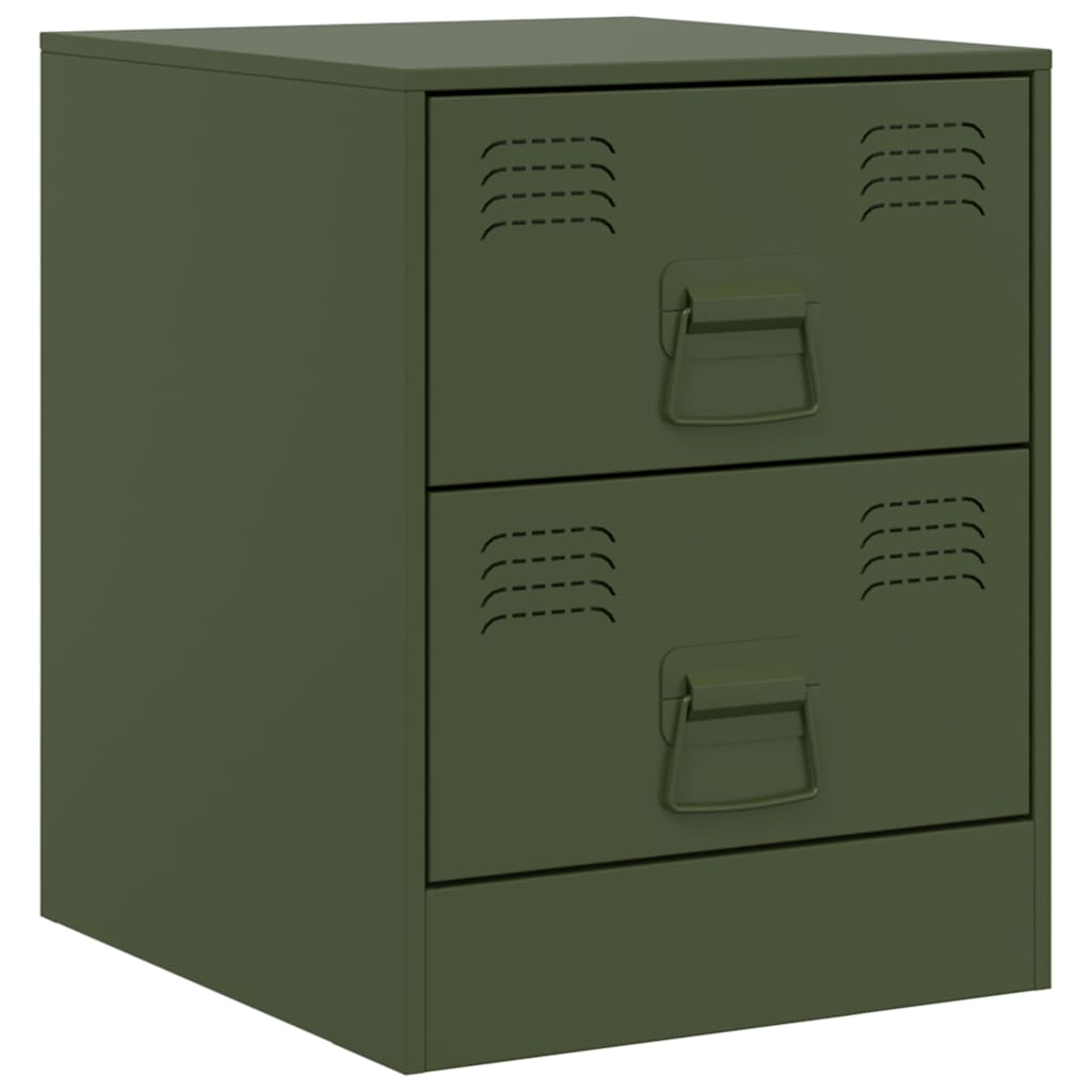 Set of 2 Green Steel Bedside Cabinets 34.5x39x44 cm