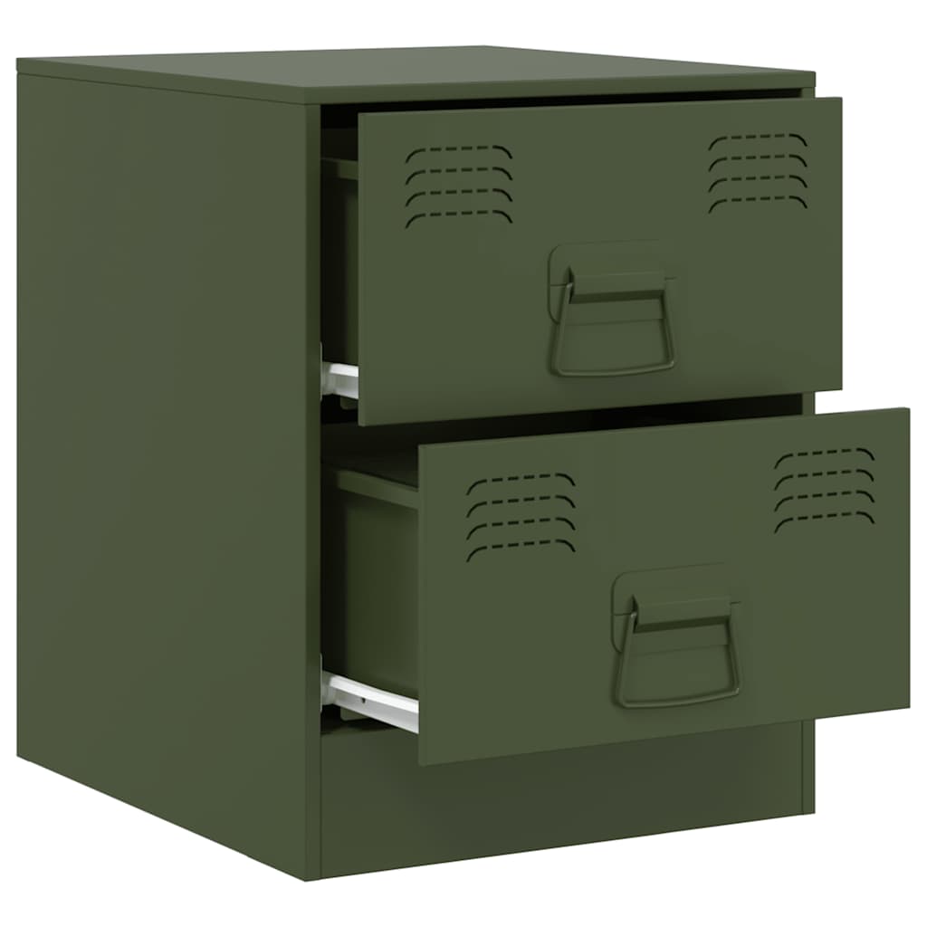 Set of 2 Green Steel Bedside Cabinets 34.5x39x44 cm