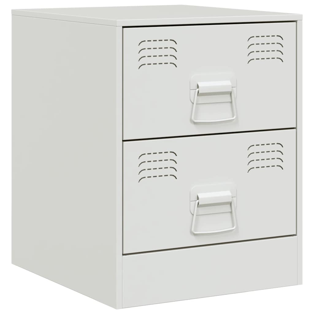 Sleek White Steel Bedside Cabinet 34.5x39x44 cm - Modern Design