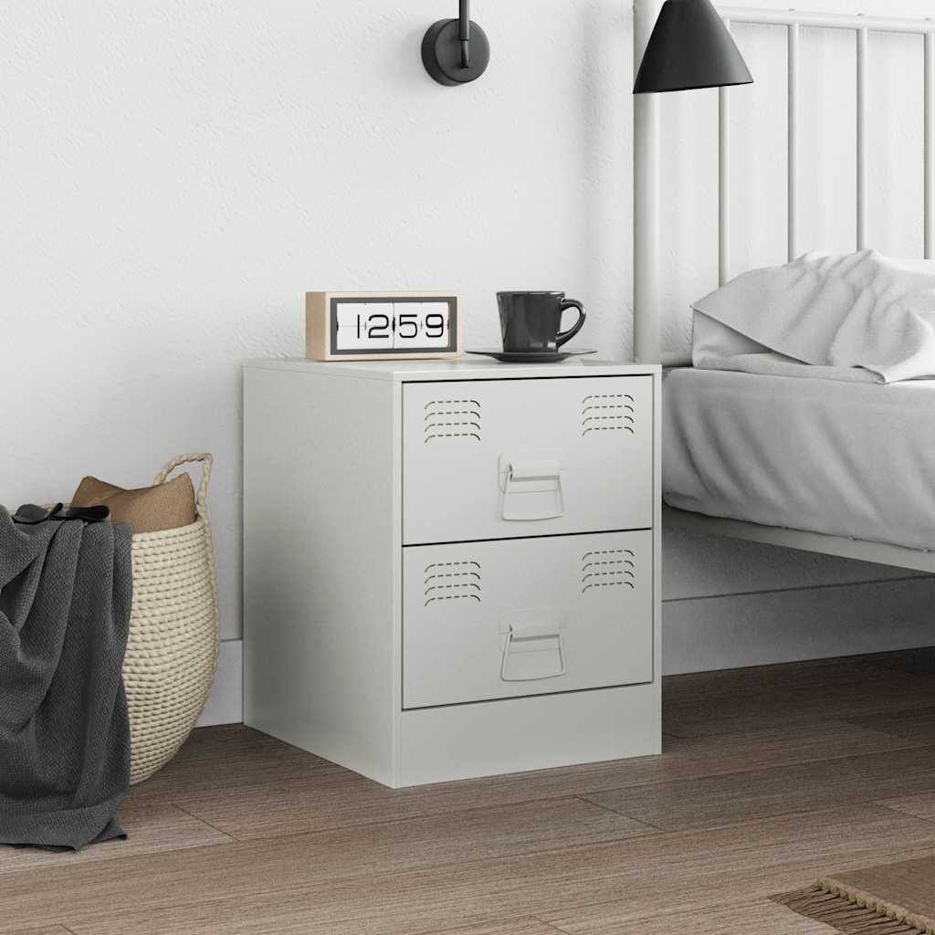 Sleek White Steel Bedside Cabinet 34.5x39x44 cm - Modern Design