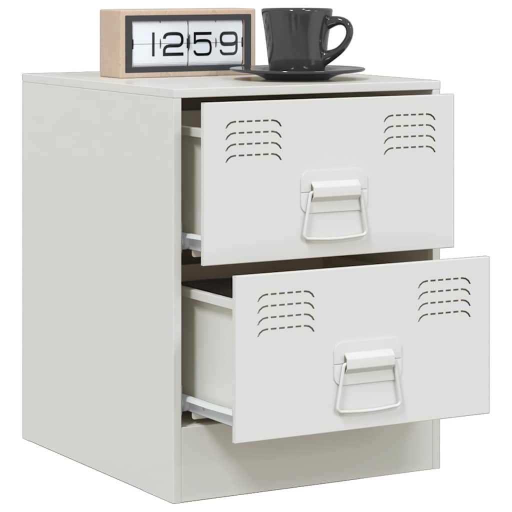 Sleek White Steel Bedside Cabinet 34.5x39x44 cm - Modern Design