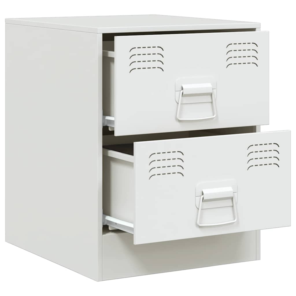 Sleek White Steel Bedside Cabinet 34.5x39x44 cm - Modern Design