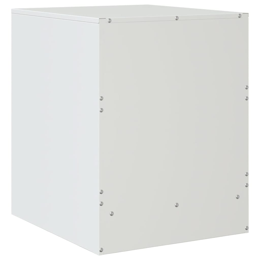 Sleek White Steel Bedside Cabinet 34.5x39x44 cm - Modern Design