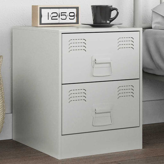 Sleek White Steel Bedside Cabinet 34.5x39x44 cm - Modern Design
