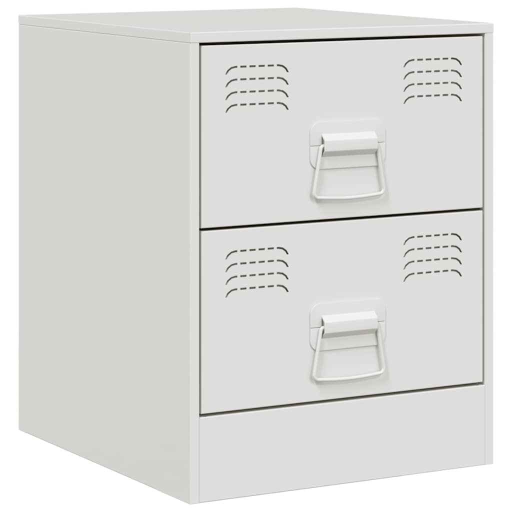 White Steel Bedside Cabinets Set of 2 - 34.5x39x44 cm