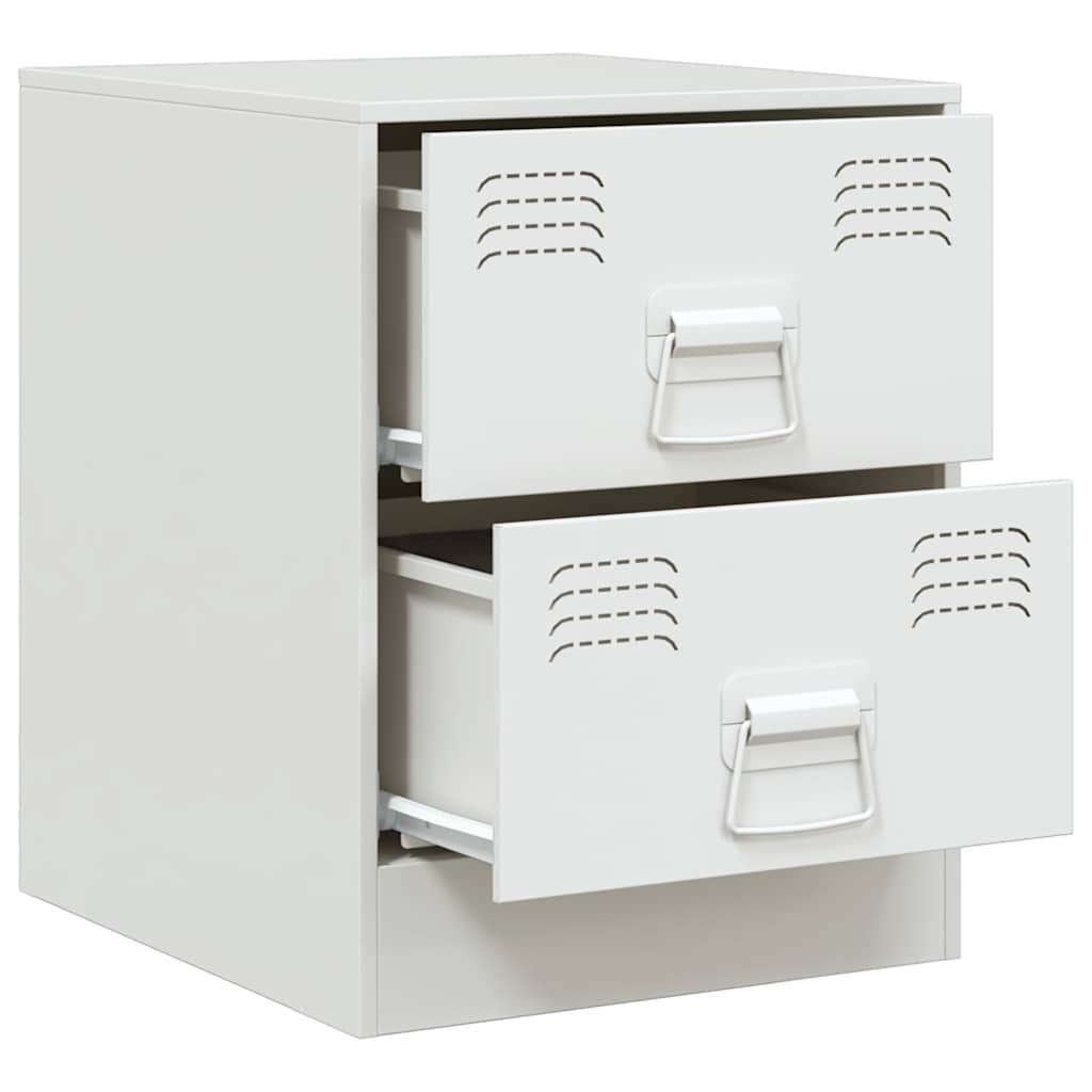 White Steel Bedside Cabinets Set of 2 - 34.5x39x44 cm