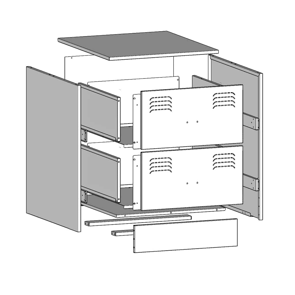 White Steel Bedside Cabinets Set of 2 - 34.5x39x44 cm