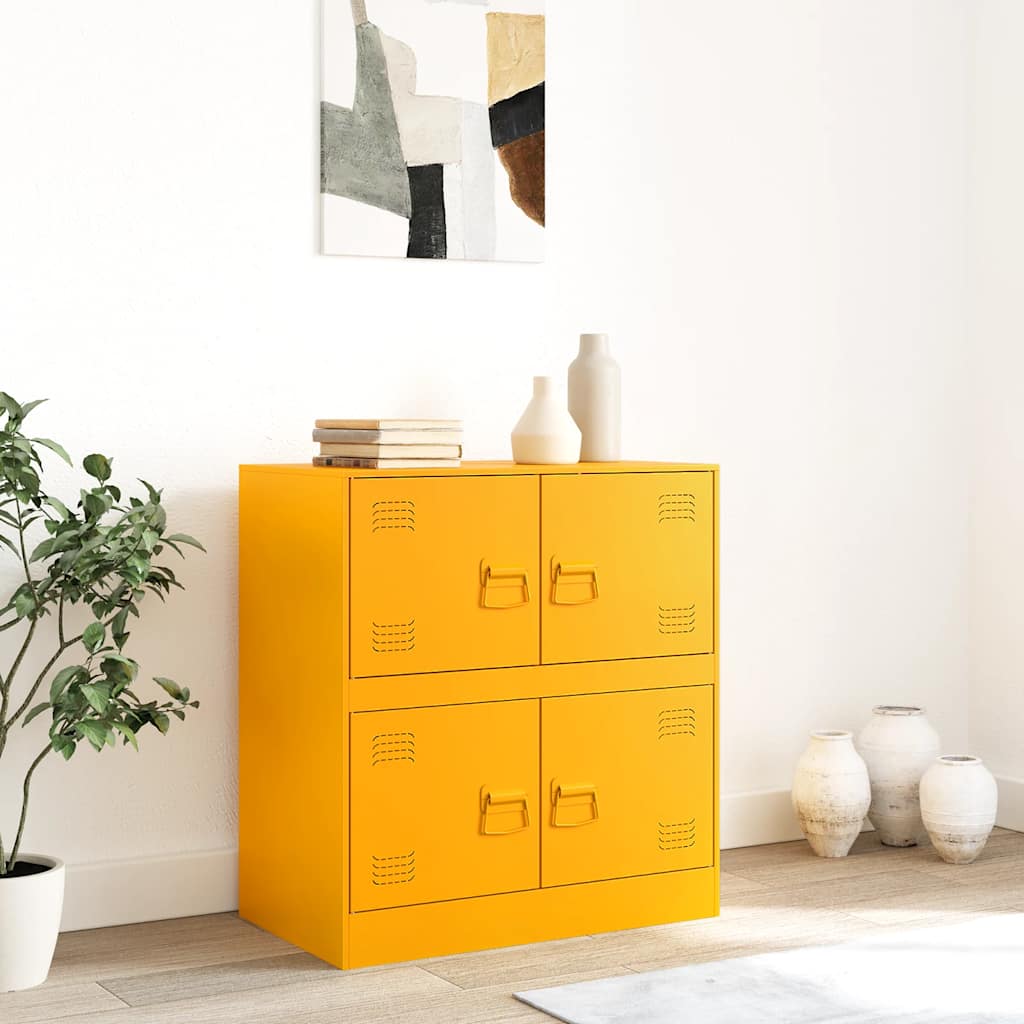 Mustard Yellow Steel Sideboard, 67x39x73 cm - Stylish Storage Solution