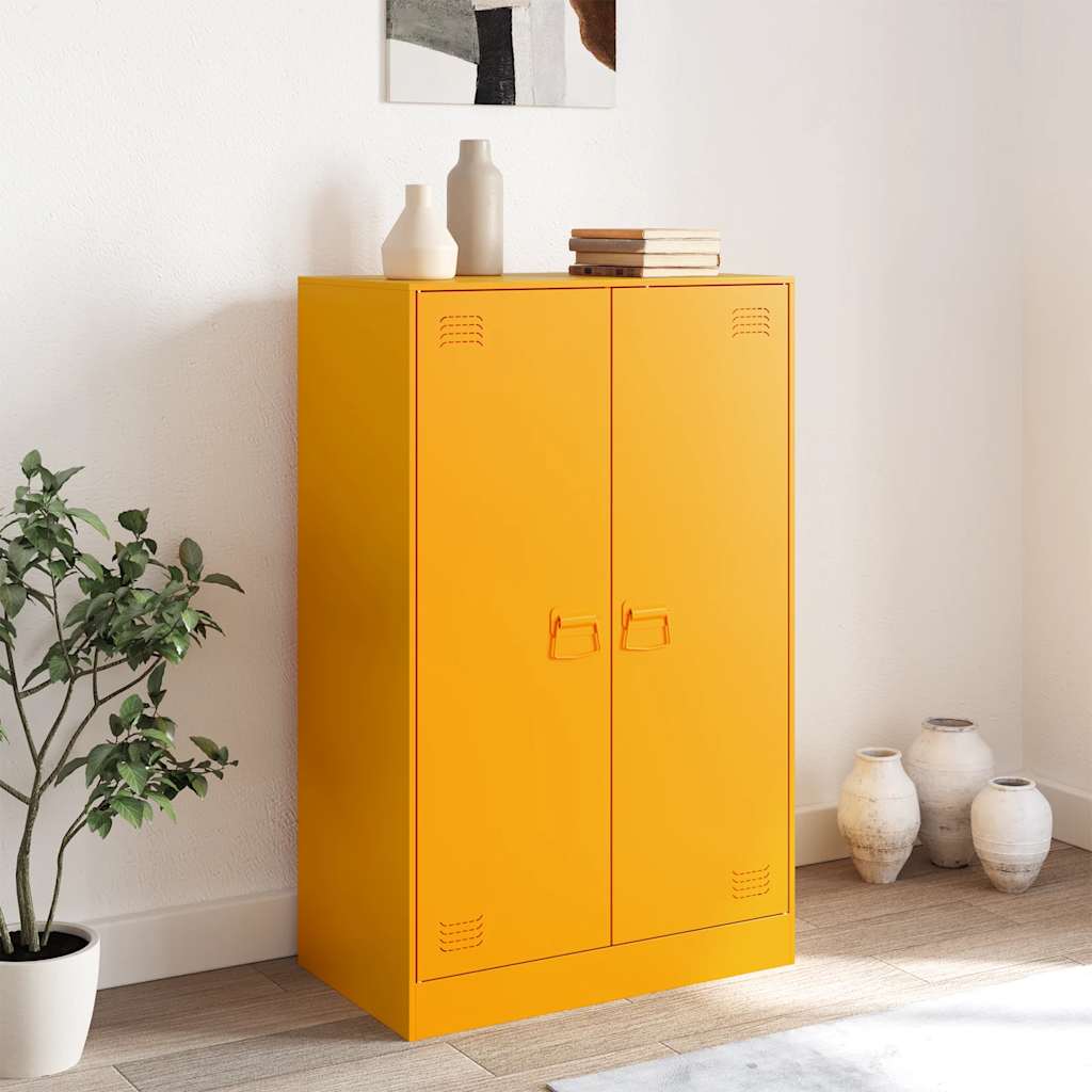 Mustard Yellow Steel Sideboard 67x39x107 cm - Modern Storage Solution