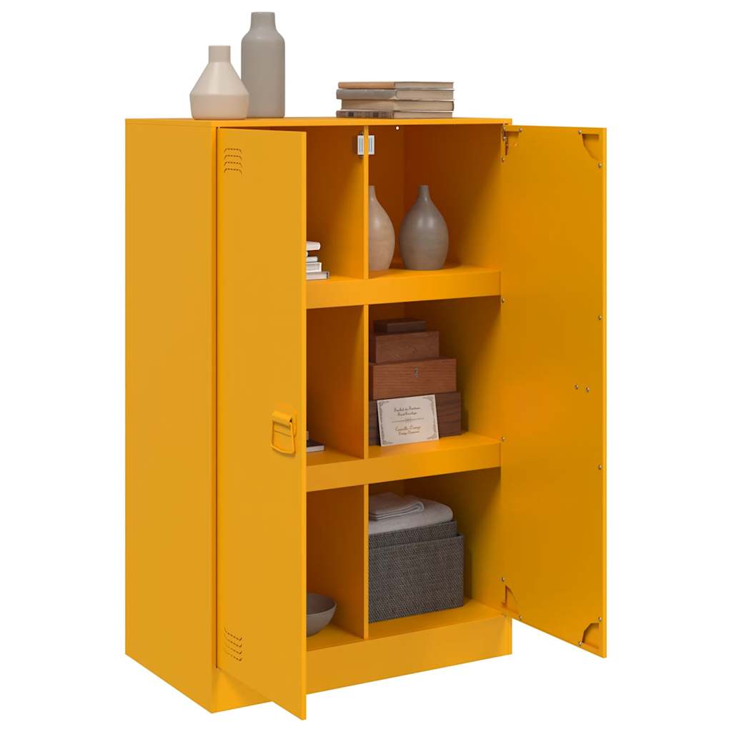 Mustard Yellow Steel Sideboard 67x39x107 cm - Modern Storage Solution