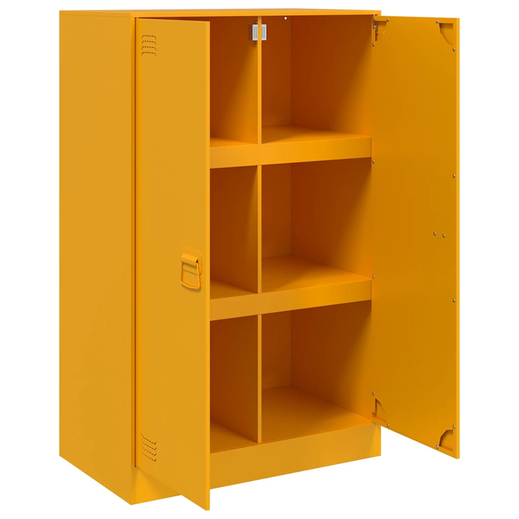 Mustard Yellow Steel Sideboard 67x39x107 cm - Modern Storage Solution