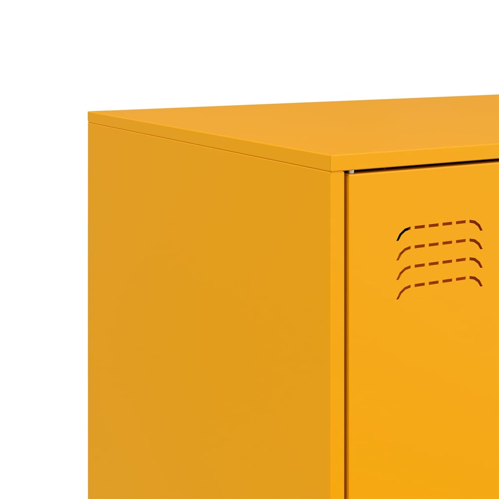 Mustard Yellow Steel Sideboard 67x39x107 cm - Modern Storage Solution