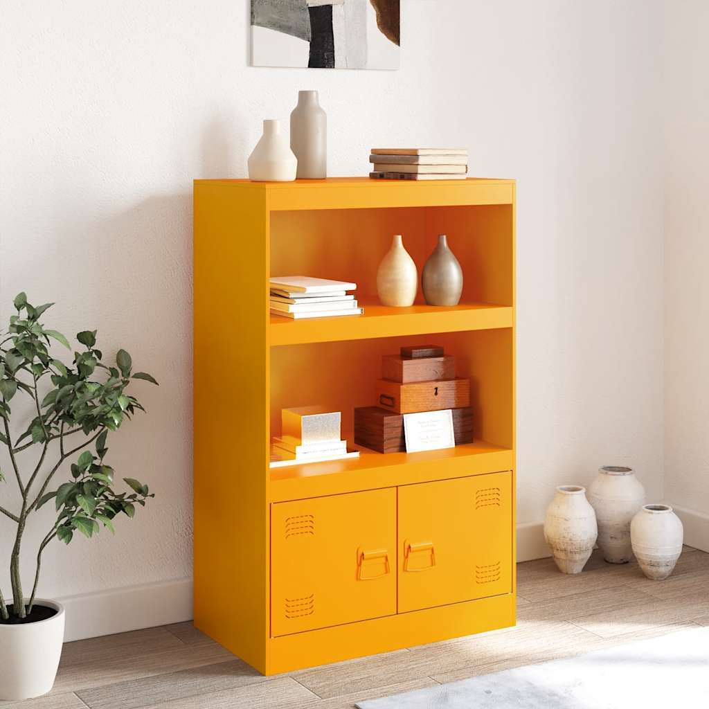 Mustard Yellow Steel Sideboard 67x39x107 cm - Stylish Storage Solution