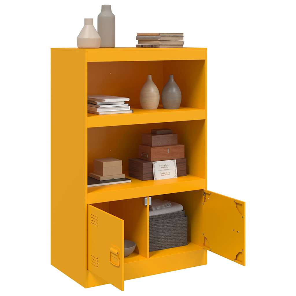 Mustard Yellow Steel Sideboard 67x39x107 cm - Stylish Storage Solution