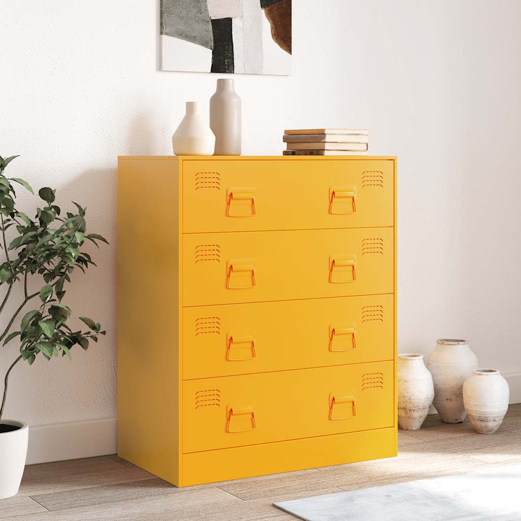 Mustard Yellow Steel Sideboard 67x39x83 cm - Modern & Stylish Storage