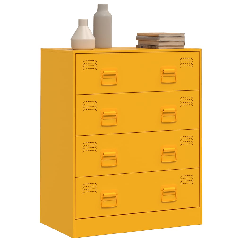 Mustard Yellow Steel Sideboard 67x39x83 cm - Modern & Stylish Storage