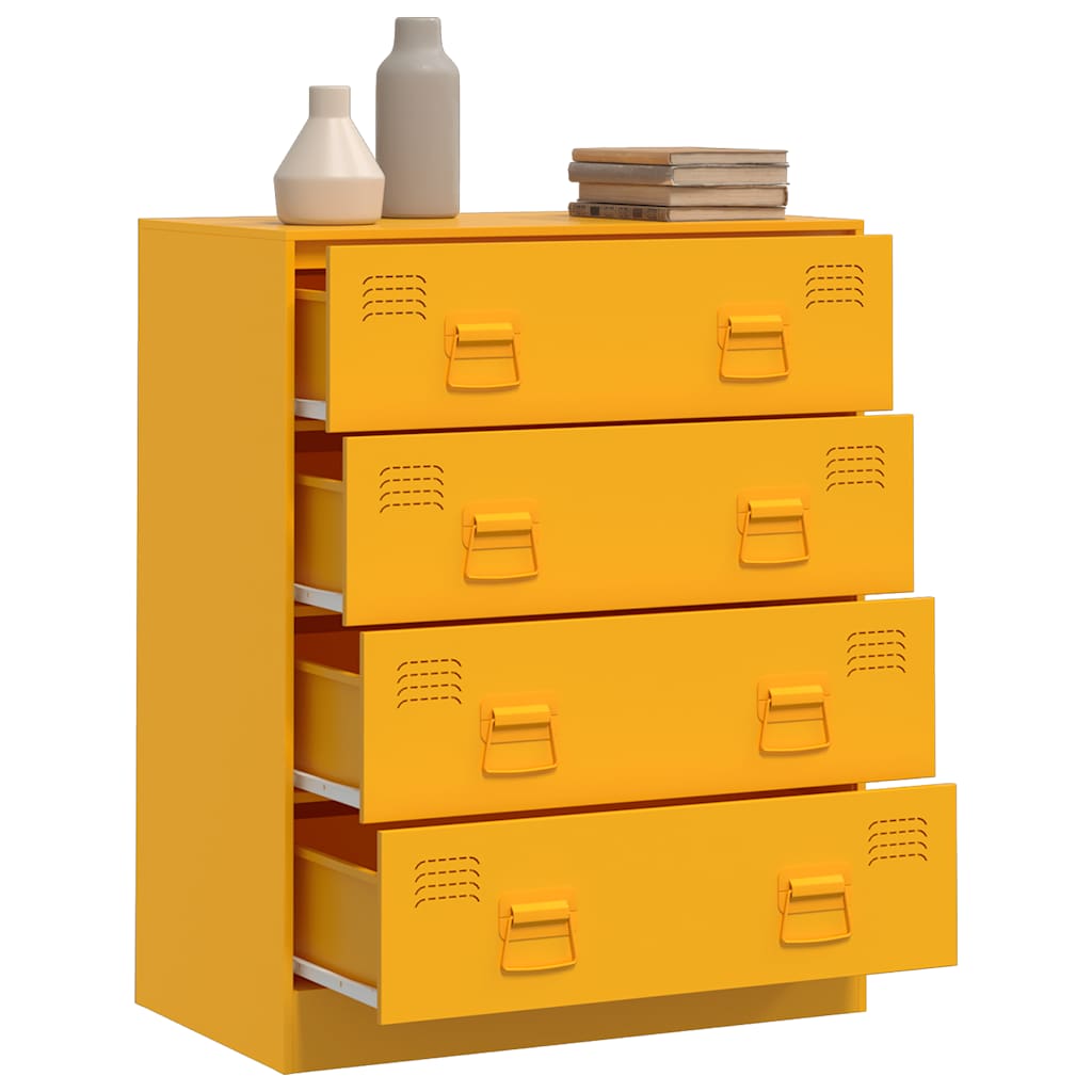 Mustard Yellow Steel Sideboard 67x39x83 cm - Modern & Stylish Storage