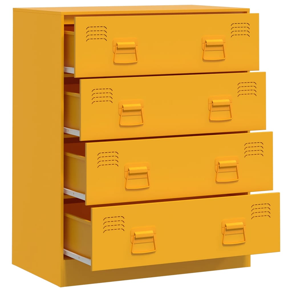 Mustard Yellow Steel Sideboard 67x39x83 cm - Modern & Stylish Storage