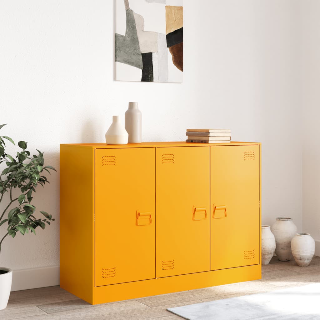 Mustard Yellow Steel Sideboard 99x39x73 cm