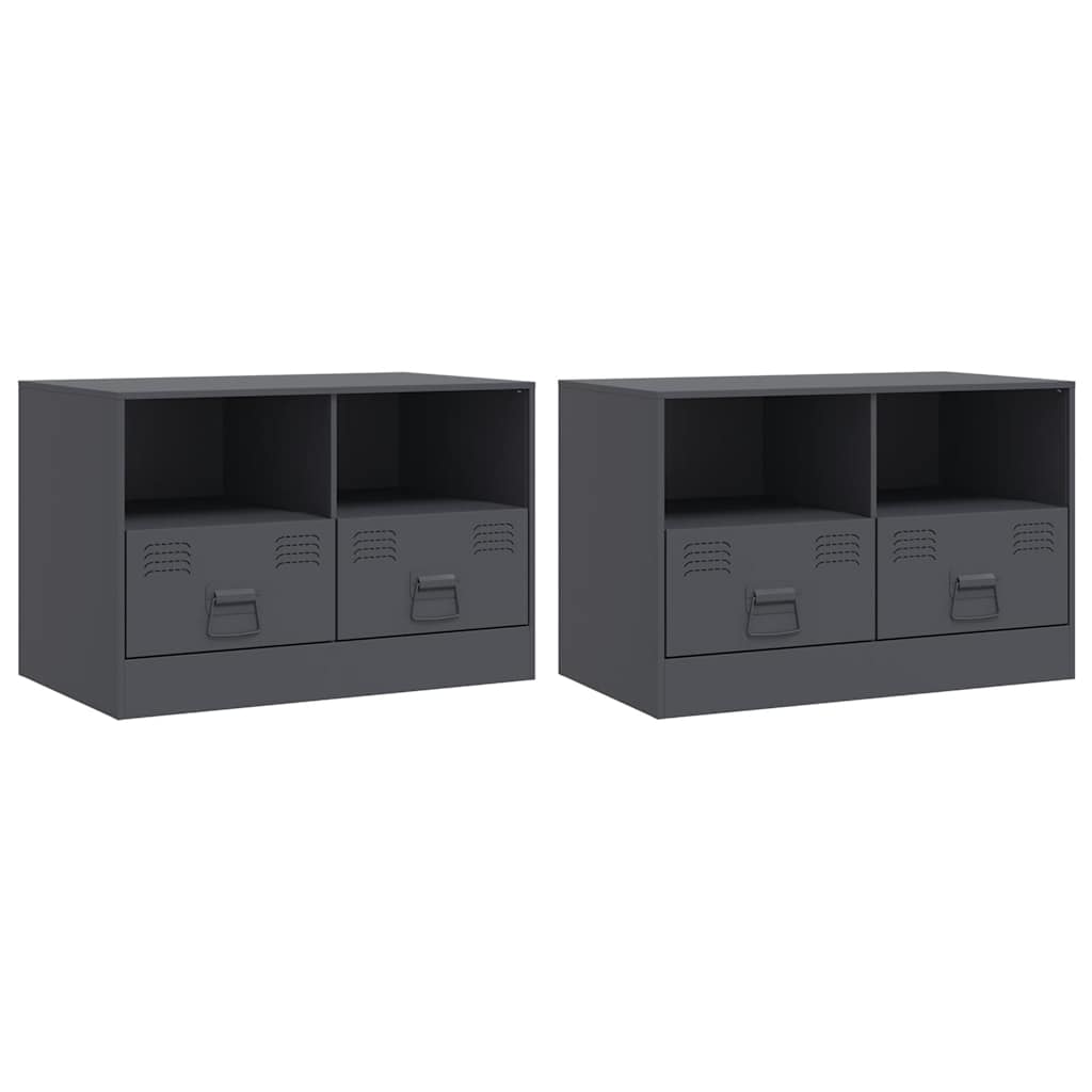 TV Cabinets 2 pcs Anthracite 67x39x44 cm Steel