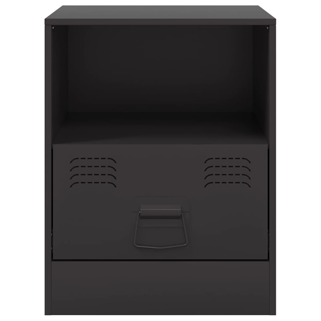 Black Steel Bedside Cabinets Set of 2 - Compact 34.5x39x44 cm