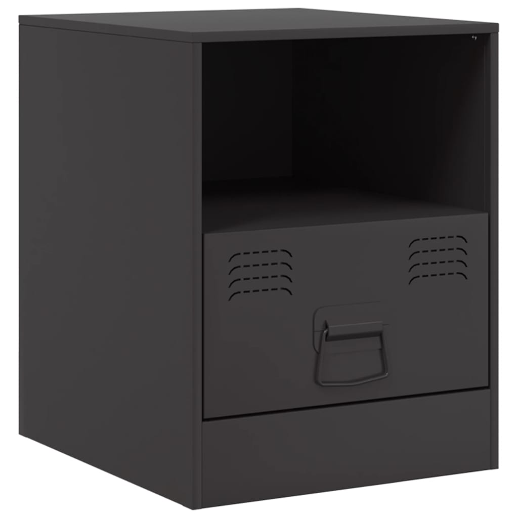 Black Steel Bedside Cabinets Set of 2 - Compact 34.5x39x44 cm