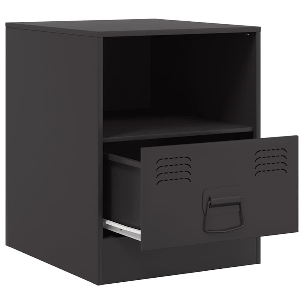 Black Steel Bedside Cabinets Set of 2 - Compact 34.5x39x44 cm