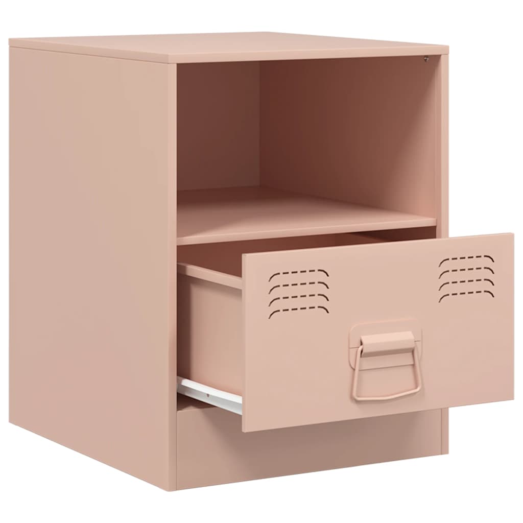 Pink Steel Bedside Cabinets Set of 2 - 34.5x39x44 cm