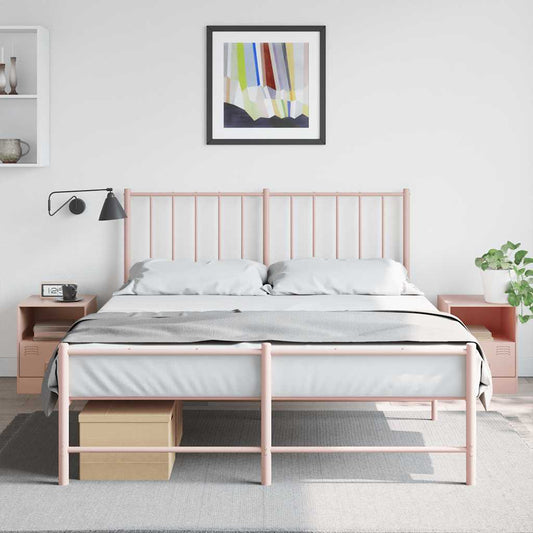 Pink Steel Bedside Cabinets Set of 2 - 34.5x39x44 cm