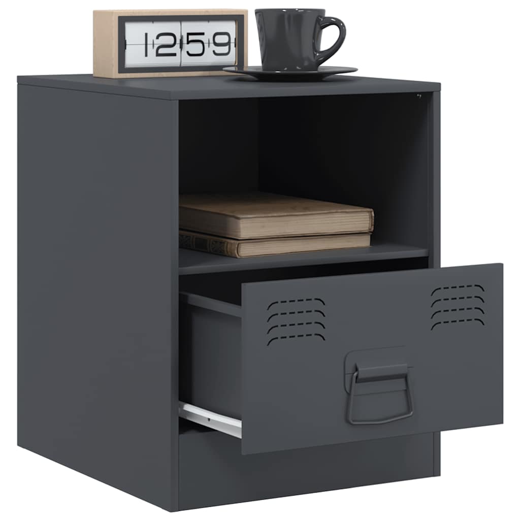 Anthracite Steel Bedside Cabinet 34.5x39x44 cm - Sleek & Durable Design