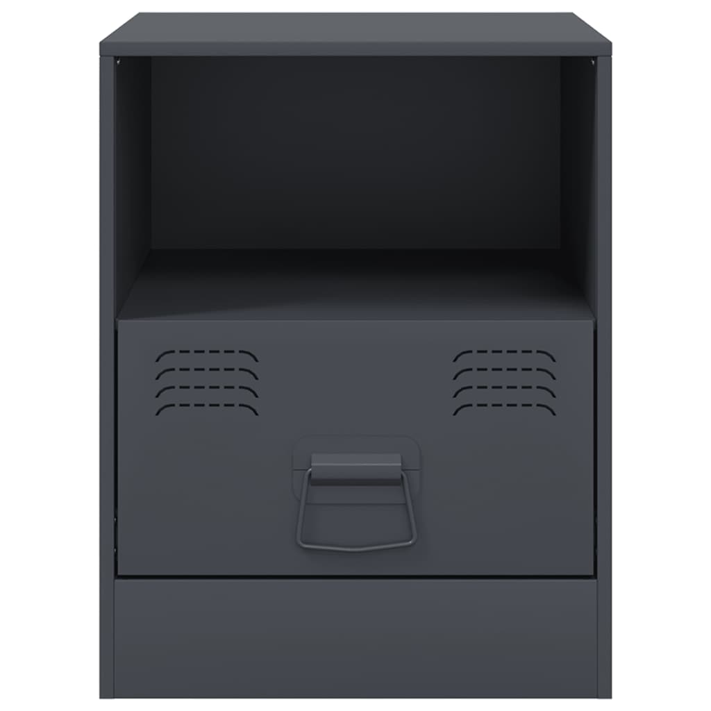 Anthracite Steel Bedside Cabinets Set of 2 - 34.5x39x44 cm