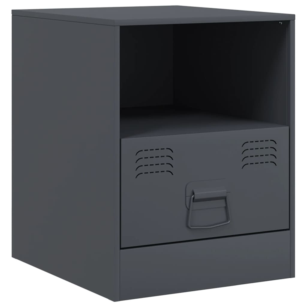 Anthracite Steel Bedside Cabinets Set of 2 - 34.5x39x44 cm