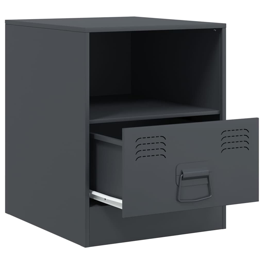 Anthracite Steel Bedside Cabinets Set of 2 - 34.5x39x44 cm