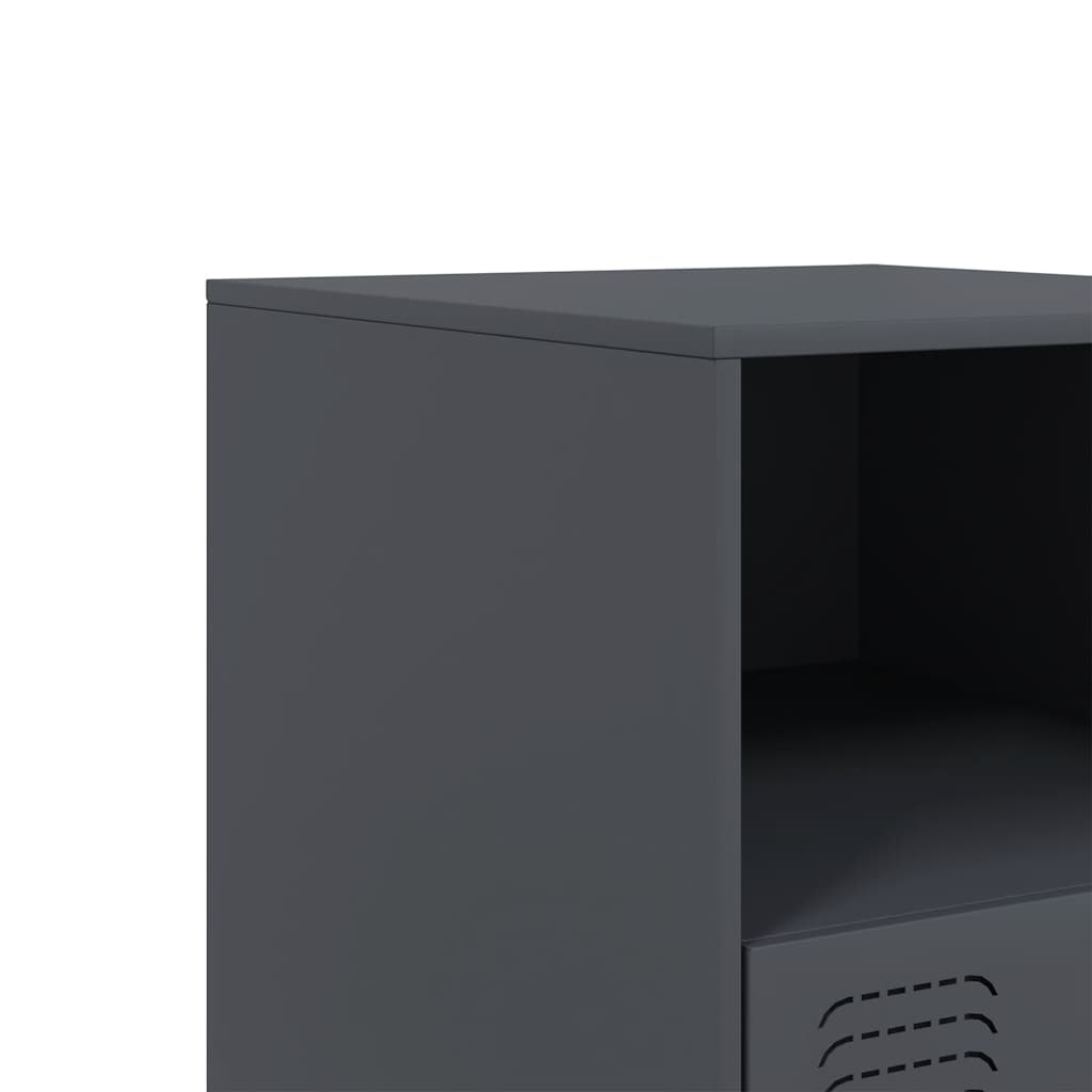 Anthracite Steel Bedside Cabinets Set of 2 - 34.5x39x44 cm