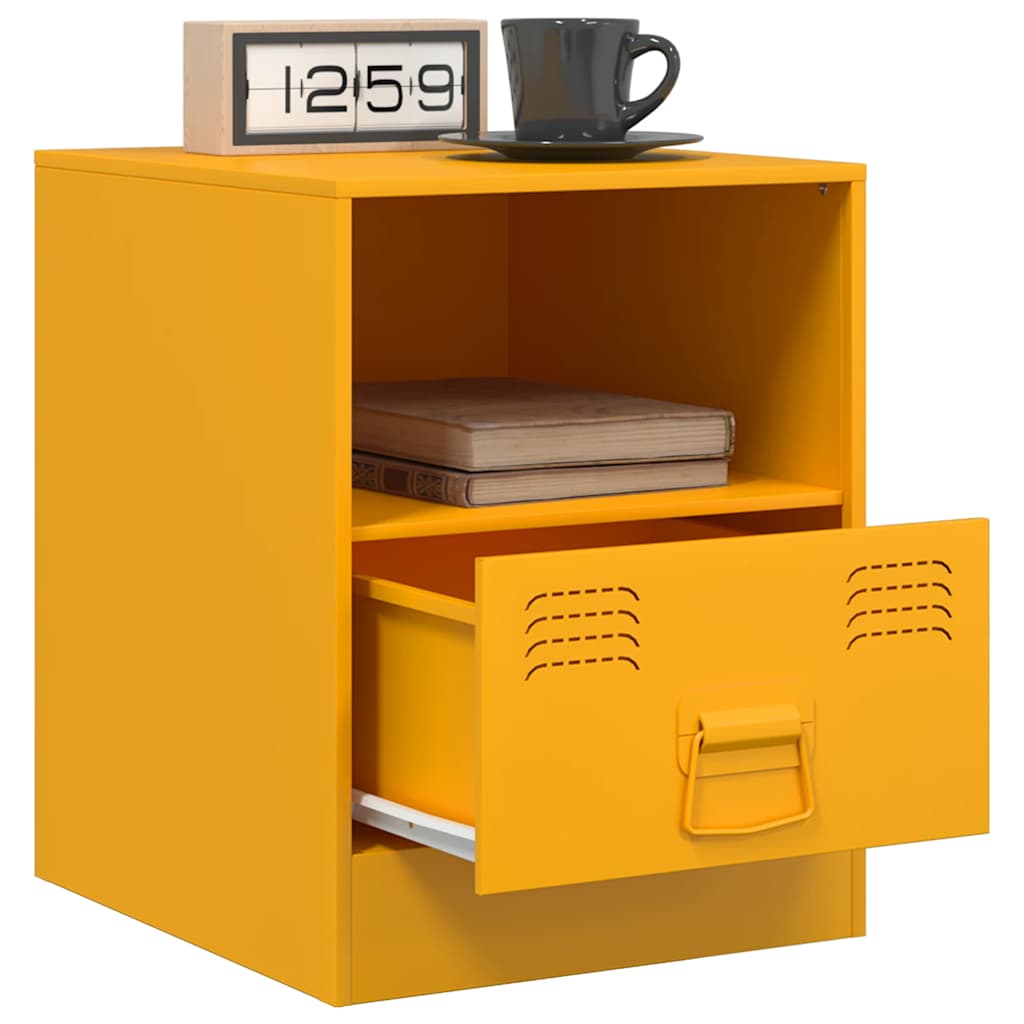 Mustard Yellow Steel Bedside Cabinets Set of 2 - 34.5x39x44 cm
