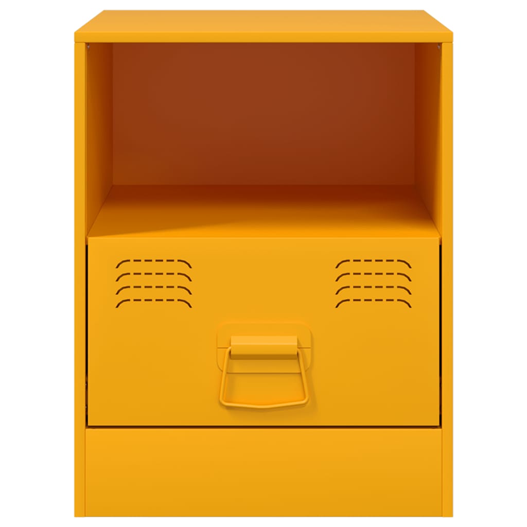 Mustard Yellow Steel Bedside Cabinets Set of 2 - 34.5x39x44 cm