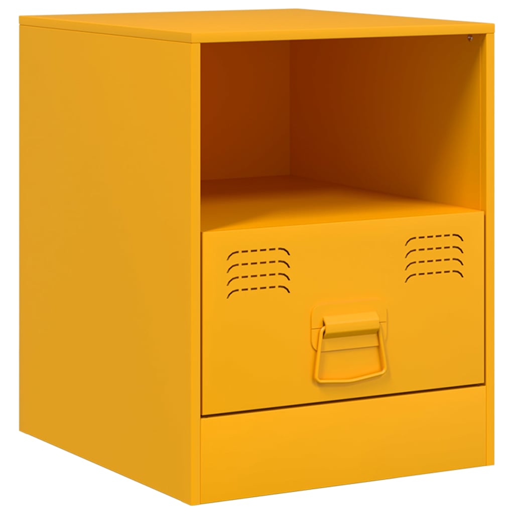 Mustard Yellow Steel Bedside Cabinets Set of 2 - 34.5x39x44 cm