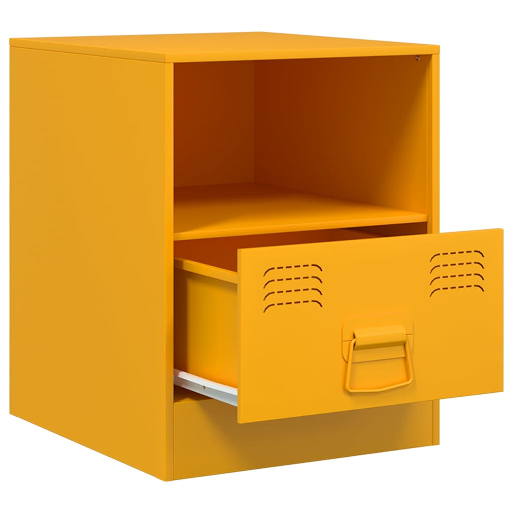 Mustard Yellow Steel Bedside Cabinets Set of 2 - 34.5x39x44 cm