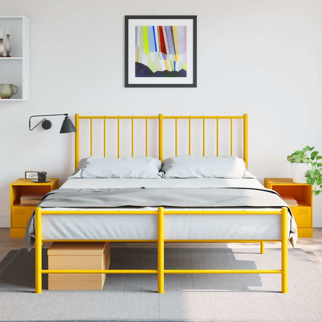 Mustard Yellow Steel Bedside Cabinets Set of 2 - 34.5x39x44 cm