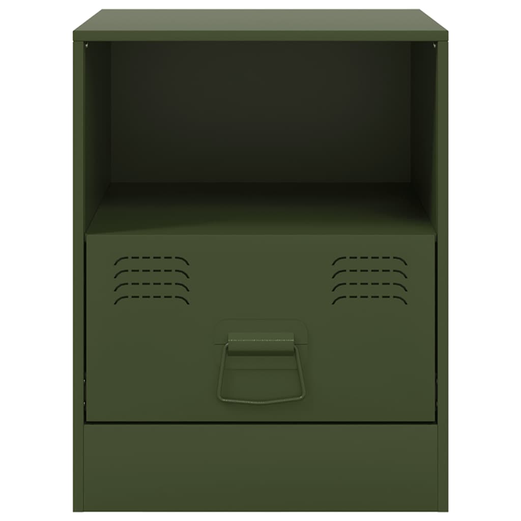 Olive Green Steel Bedside Cabinets 2 Pcs - Stylish & Durable Storage