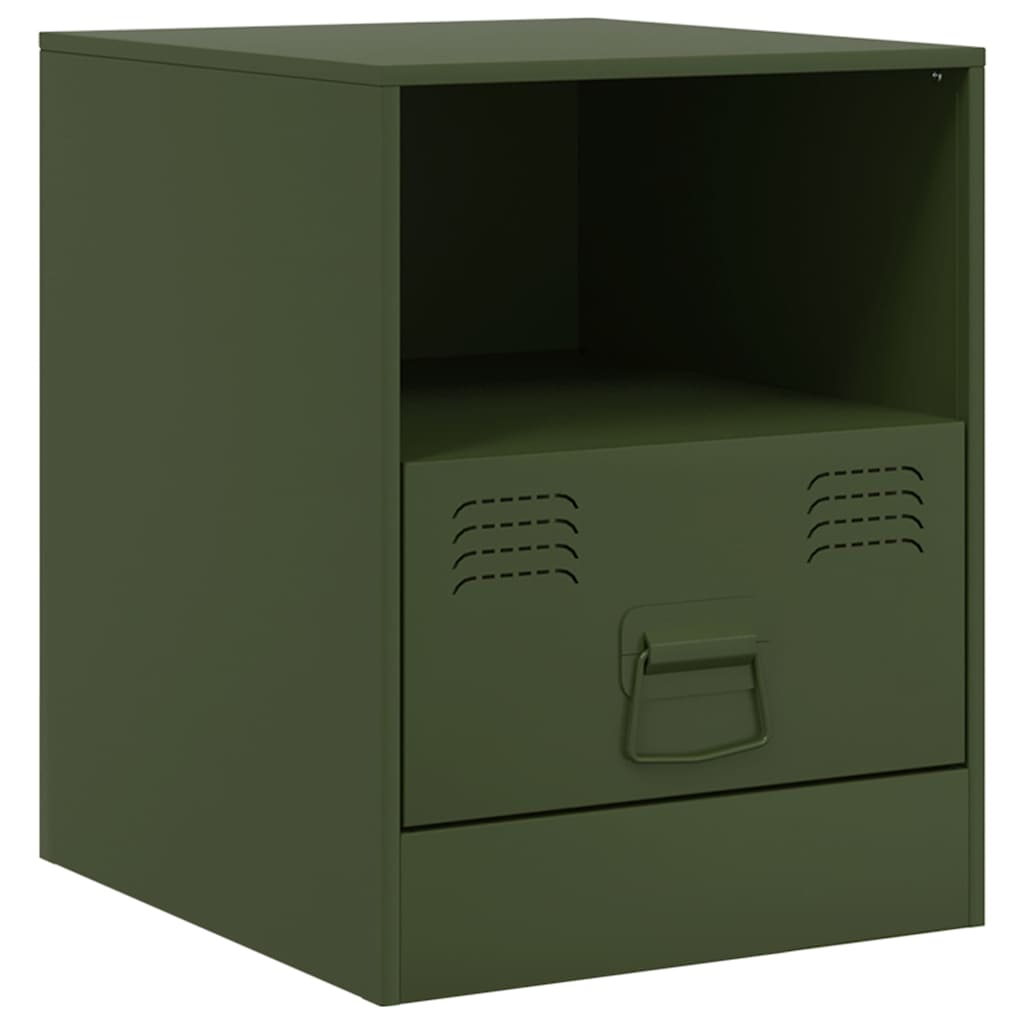 Olive Green Steel Bedside Cabinets 2 Pcs - Stylish & Durable Storage