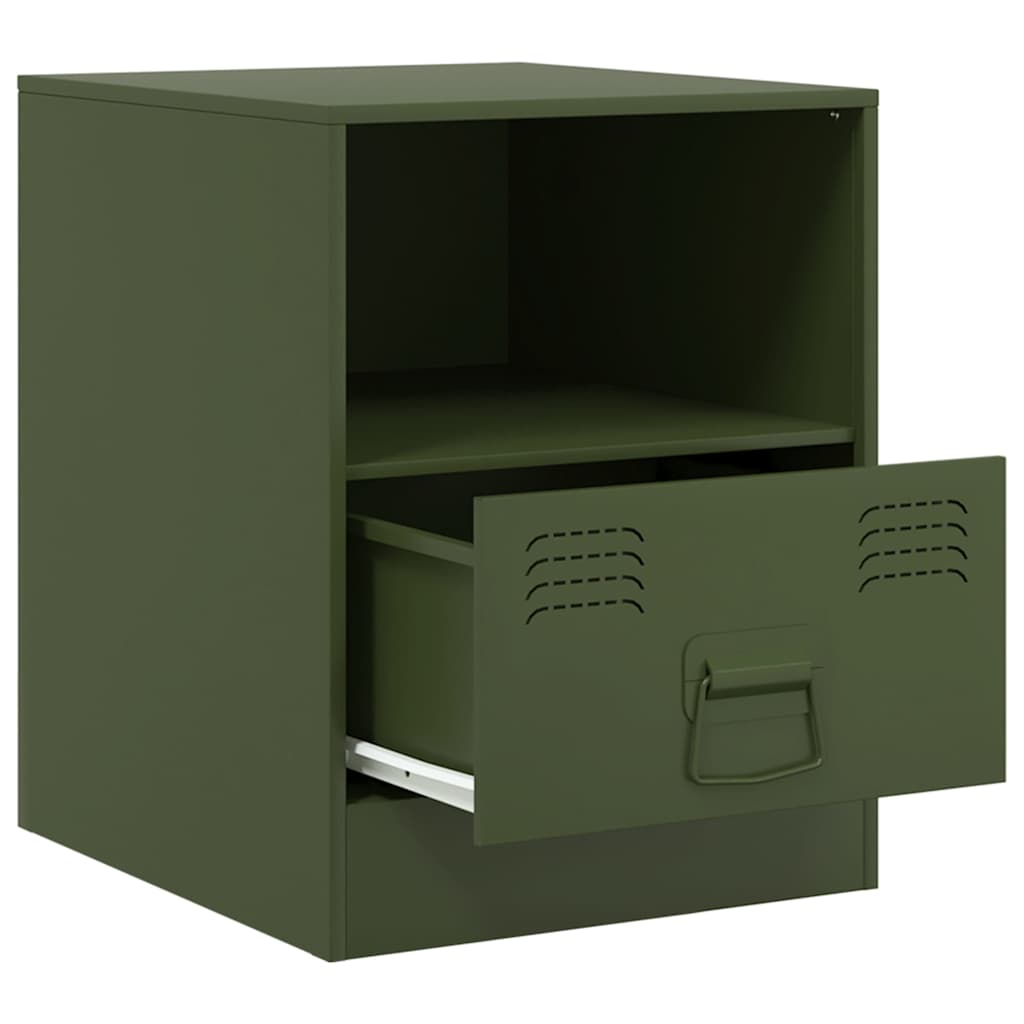 Olive Green Steel Bedside Cabinets 2 Pcs - Stylish & Durable Storage