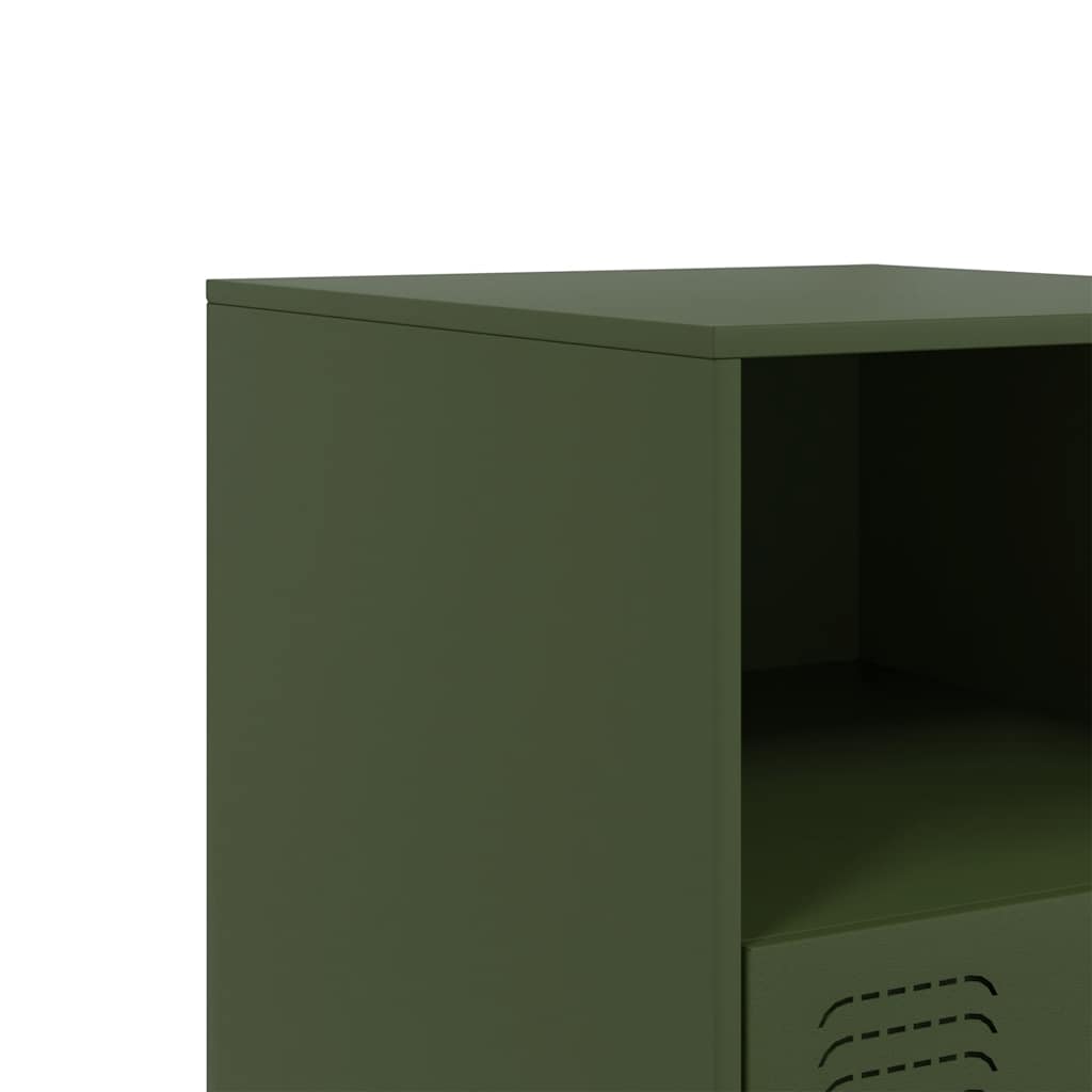 Olive Green Steel Bedside Cabinets 2 Pcs - Stylish & Durable Storage